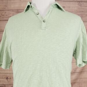 Robert Barakett Polo Shirt Mens Large Green Slub Knit 100% Cotton Casual